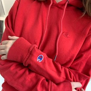 RED CHAMPION HOODIE